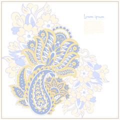Vector paisley pattern. Vintage flowers Decorative ornament card, invitation, web design - 747945760