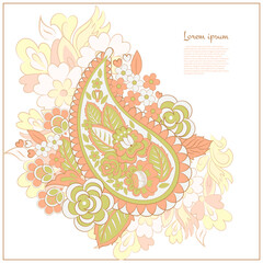 Paisley pattern in indian batik style. Floral vector illustration - 747945791
