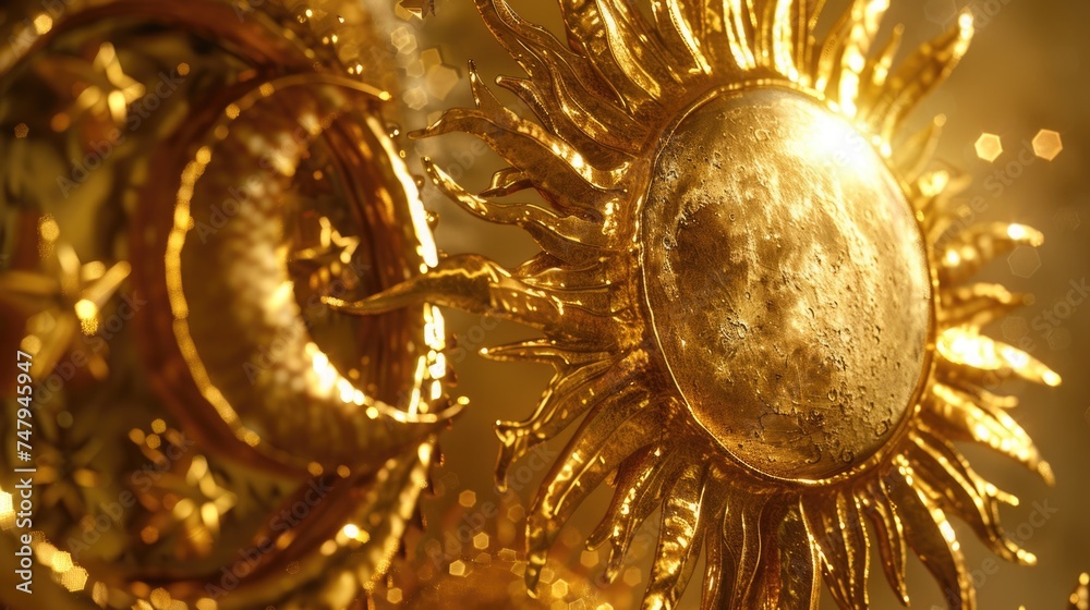 Aufkleber a close up of a clock with a sun design. ideal for time management concepts
