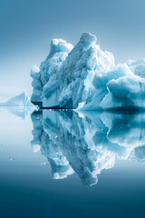 Fototapeta na wymiar Majestic icebergs reflected in the calm Arctic waters