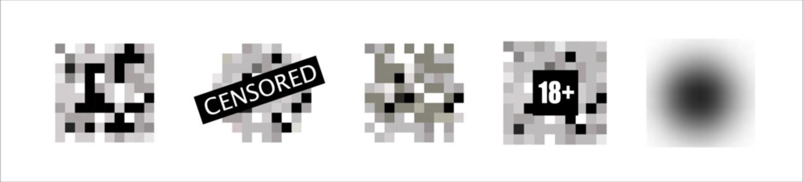Censorship censored bar and pixel censor mosaics signs set. Vector