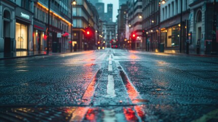 Rainy urban scene suitable for transportation concepts - obrazy, fototapety, plakaty