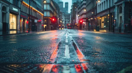 Deurstickers Rainy urban scene suitable for transportation concepts © Fotograf