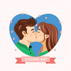 International Kissing Day Flat illustration and vector style design