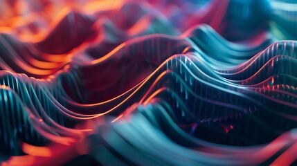 A symphony of soundwaves rendered as visual patterns, pulsating and oscillating in a mesmerizing array of flat colors.