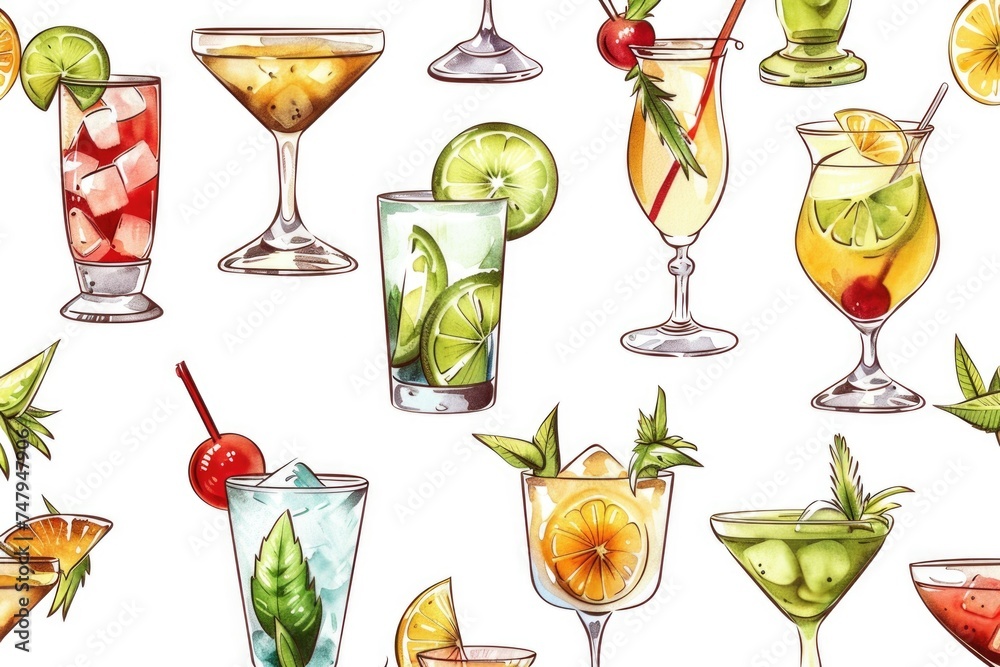 Poster assortment of different types of cocktails for parties and events