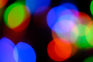 multi-colored round and oval bokeh from bright lights