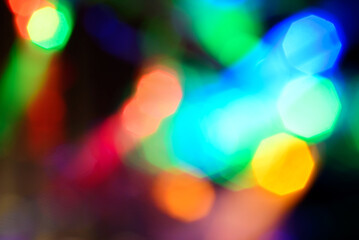 multi-colored round and oval bokeh from bright lights