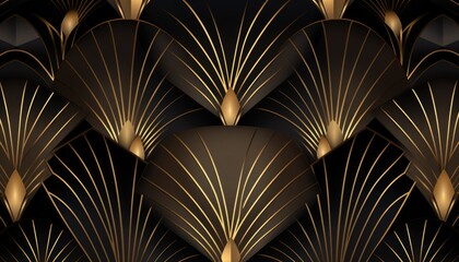 Luxury golden wallpaper. Art Deco Pattern,