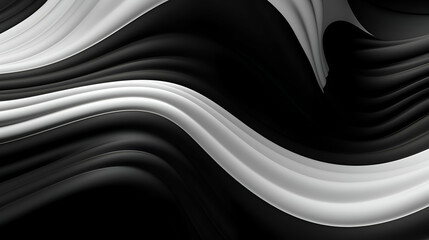3d illustration of black and white abstract background with wavy lines