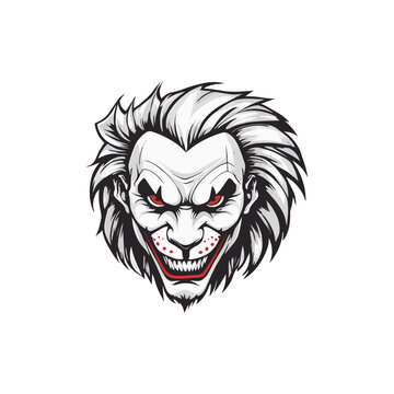 vector illustration of a Halloween clown face joker head concept. lion face joker logo