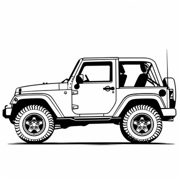 recommend clip art: Off-Road concept SUV car Line Art Illustration