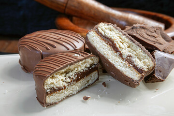 Alfajor stuffed with chocolate