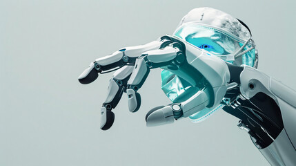 Real robotic hand with medical face mask Concept