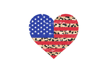 Heart Love 4th July PNG Sublimation Design