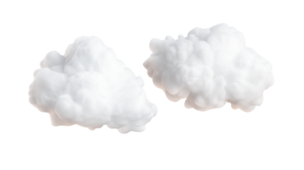 Abstract fluffy clouds, isolated on a transparent background, forming a cumulus clip art collection in PNG style, perfect for design projects