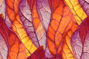 Leafy Elegance: Seamless Backdrop of Veined Colorful Leaves