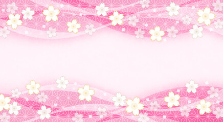 和紙質感の和風の桜の花の背景、ピンク色