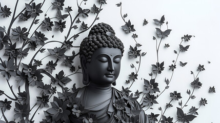 Buddha statue on white background. generative ai