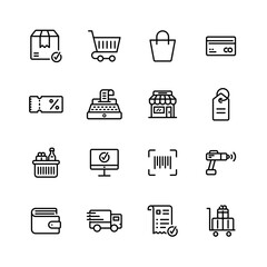 Shopping icon set in outline style. Suitable for your design needs