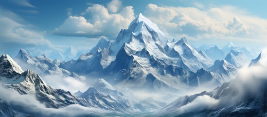 Fototapeta premium long distance view of Snow Capped Mountains