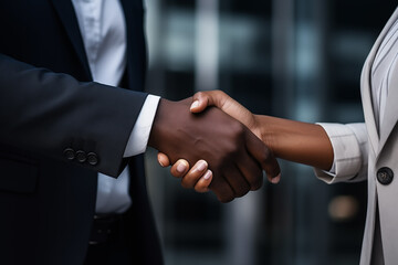 Professional Handshake Symbolizing Cooperation, Suitable for Business Themes.