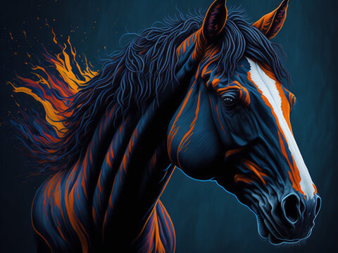 Colorful painting of a horse. Generative AI.