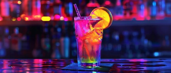 Glowing neon cocktail