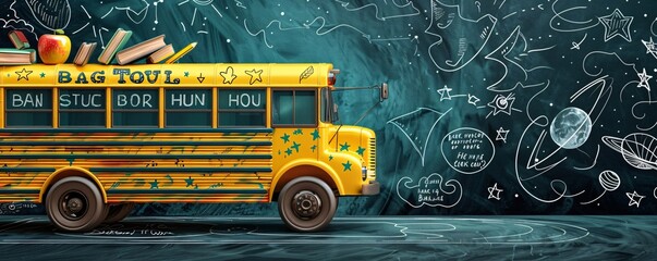 Ride the Wave with the Houston School Bus Generative AI - obrazy, fototapety, plakaty
