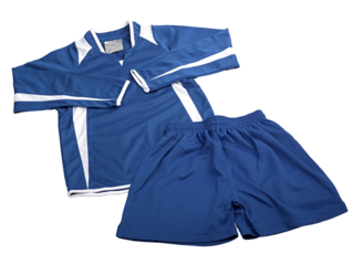 Blue polyester nylon soccer sportswear shorts and sweet shirt is