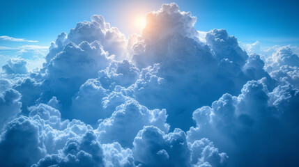 Naklejka premium Texture of towering cumulus clouds with a mix of light and shadows creating a dramatic contrast.