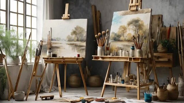 easel in a creative workshop