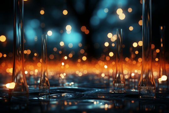 science background with particles and waves, quantum technology