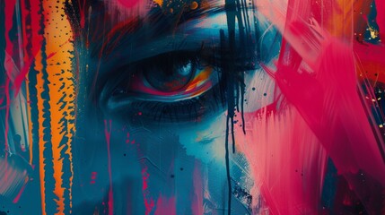 Graffiti-inspired street art motifs rendered in bold brushstrokes and spray paint textures, capturing the urban energy.
