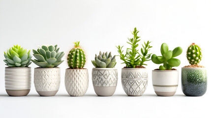 cactus and succulents types of small mini plant in modern ceramic nordic vase pot.  generative ai