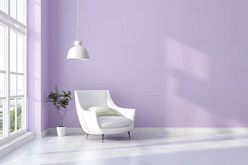 Foto op Plexiglas modern minimalist living room, trendy lilac wall color, interior design, color palette © Olga