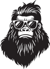 Obraz premium Bigfoot In Sunglasses Logo silhouettes on white background 