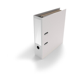 white ring binder filled with documents isolated standing upright with transparent shadow