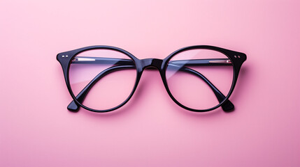 Eyeglasses on Pink Background