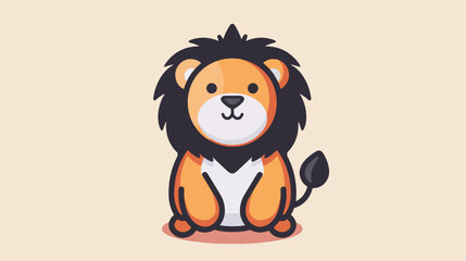Flat logo of lion vector cute penguin cartoon vector