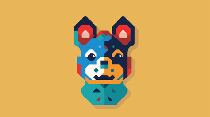 Flat vector logo of happy animal lego 2