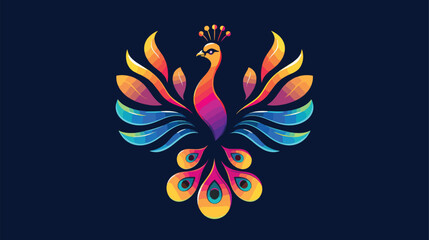 Fototapeta na wymiar Flat vector logo of peacock animal colorfull