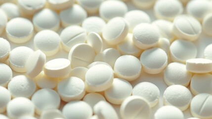 Close-up of white pills background.