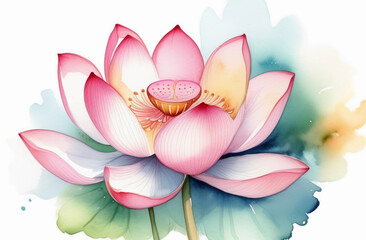 Lotus flower on a light background. Illustration for your design. Generative AI