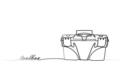 Continuous one line drawing of a tool box. vector