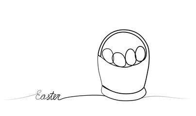 continuous drawing of Easter with one line. vector