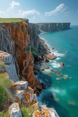 **Towering Cliffs Overlooking the Ocean Photo 4K