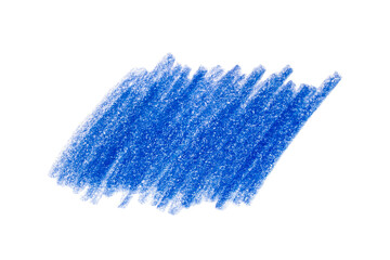 Blue doodle drawn with crayon pencil on transparent background