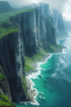 **Towering Cliffs Overlooking the Ocean Photo 4K
