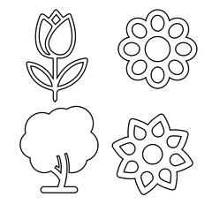 Flower icons vector collection, illustration logo template in trendy style. Suitable for many purposes. Spring symbol for your web site design, logo